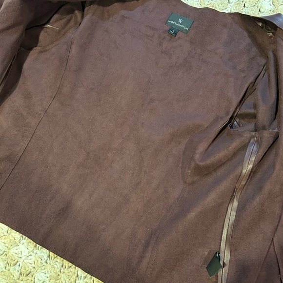 Worthington Plumb Faux Leather Zipper Jacket Size Large - Picture 7 of 9